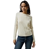 LilySilk Wool Cashmere Sweater for Women Basic Classic Ladies' Pullover Preppy Style Ribbed Cable Knit Fall Winter Top