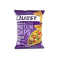 Quest Protein Chips, Cheddar & Sour Cream and Loaded Taco Flavors, High Protein, Low Carb, Gluten Free, 1.1 Ounce (Packs of 12)