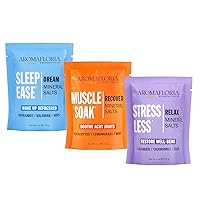 Bath Mineral Salts Travel Size | Stress Less, Muscle Soak, Sleep Ease | 4 oz Assortment (3 Pack)