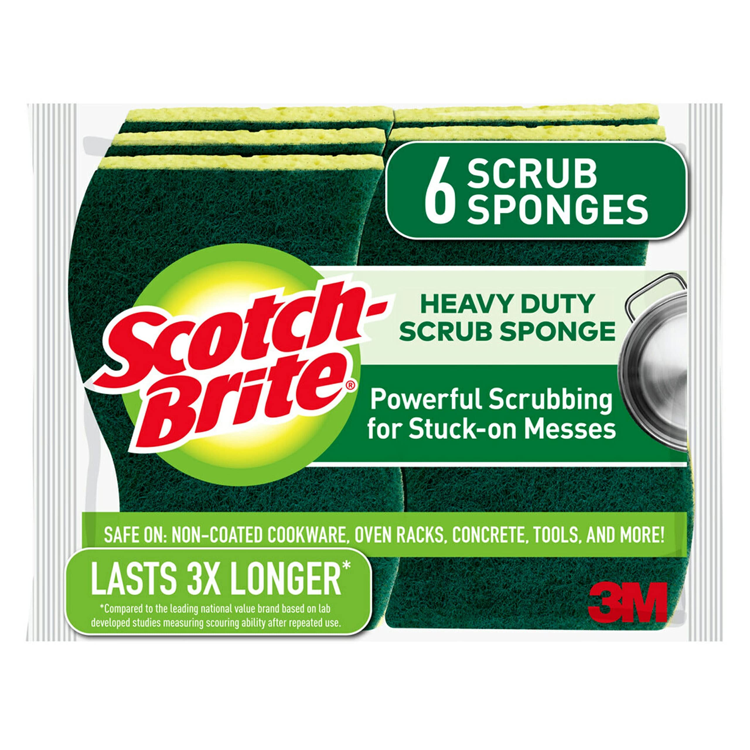 Scotch-Brite Heavy Duty Scrub Sponges, For Washing Dishes and Cleaning Kitchen, 6 Scrub Sponges