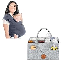 KeaBabies Baby Wrap Carrier & Diaper Caddy Organizer - All in 1 Original Breathable Baby Sling - Baby Organizer for Nursery - Lightweight,Hands Free Baby Carrier Sling - Car Storage Organizer