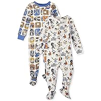 The Children's Place unisex baby Zip front One Piece Footed Pajama 2 pack