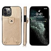 Phone Case for iPhone 13 Pro Max Phone case PU Leather Lanyard Protective case, with Card Holder, Adjustable and Detachable Anti-Lost Lanyard Wallet, for iPhone 13 Pro Max. (Color : Gold)