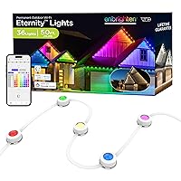 Eternity Permanent Outdoor Lights, 50ft with 36 RGBWIC LEDs, Smart Eave Lights, Endless Light Colors, Daily and Accent Lighting, IP67 Waterproof, Compatible with Alexa, Google Home, 81102