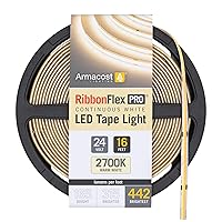 Armacost Lighting RibbonFlex Pro 24V White COB LED Strip Light Tape 2700K, 442 Lumens/Ft, 5M 173130