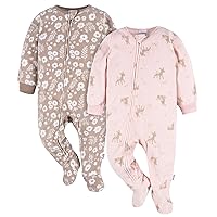 Baby Girls' Flame Resistant Fleece Footed Pajamas 2-Pack, Pink Deer