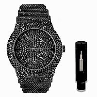 ICE STAR Luxury Mens 46mm Sparkly Crystal Bling ED Dial Iced Bezel Full Adjustable Iced Out Bracelet Quartz Watch