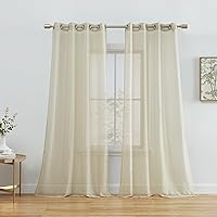 HLC.ME 2 Piece Semi Sheer Voile Window Treatment Curtain Grommet Panels for Bedroom & Living Room (54