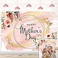 Happy Mother's Day Party Backdrop 7x5FT I Love Mom Photography Background Pink Flower Women Queen's Day Thanks Mama Banner Photo Props