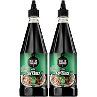 Best Of Thailand Premium Lite Soy Sauce Low Sodium | 2 Bottles of Lite Soy Sauce 23.65oz Real Authentic Asian-Brewed Marinade for Marinating Fish, Meat & Roasted Vegetables | 75% Less sodium