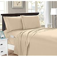 Elegant Comfort 4-Piece King- Smart Sheet Set! Luxury Soft 1500 Premier Hotel Quality Wrinkle and Fade Resistant with Side Storage Pockets on Fitted Sheet, King, Cream