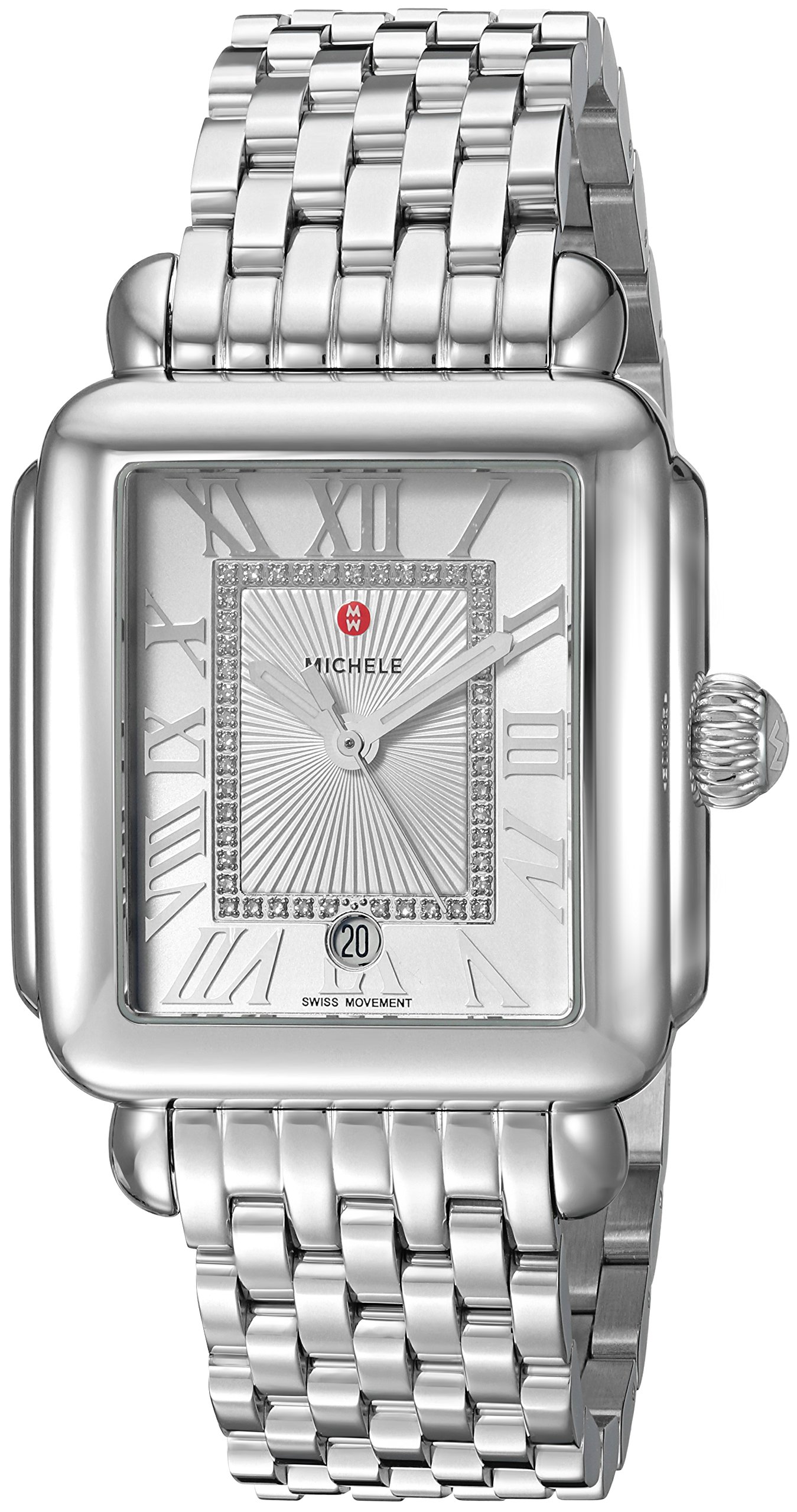 MICHELE Women's MWW06T000141 Deco Madison Analog Display Swiss Quartz Silver Watch