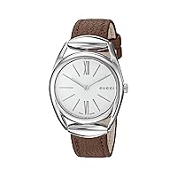Gucci Swiss Quartz Stainless Steel and Leather Dress Brown Women's Watch(Model: YA140401)