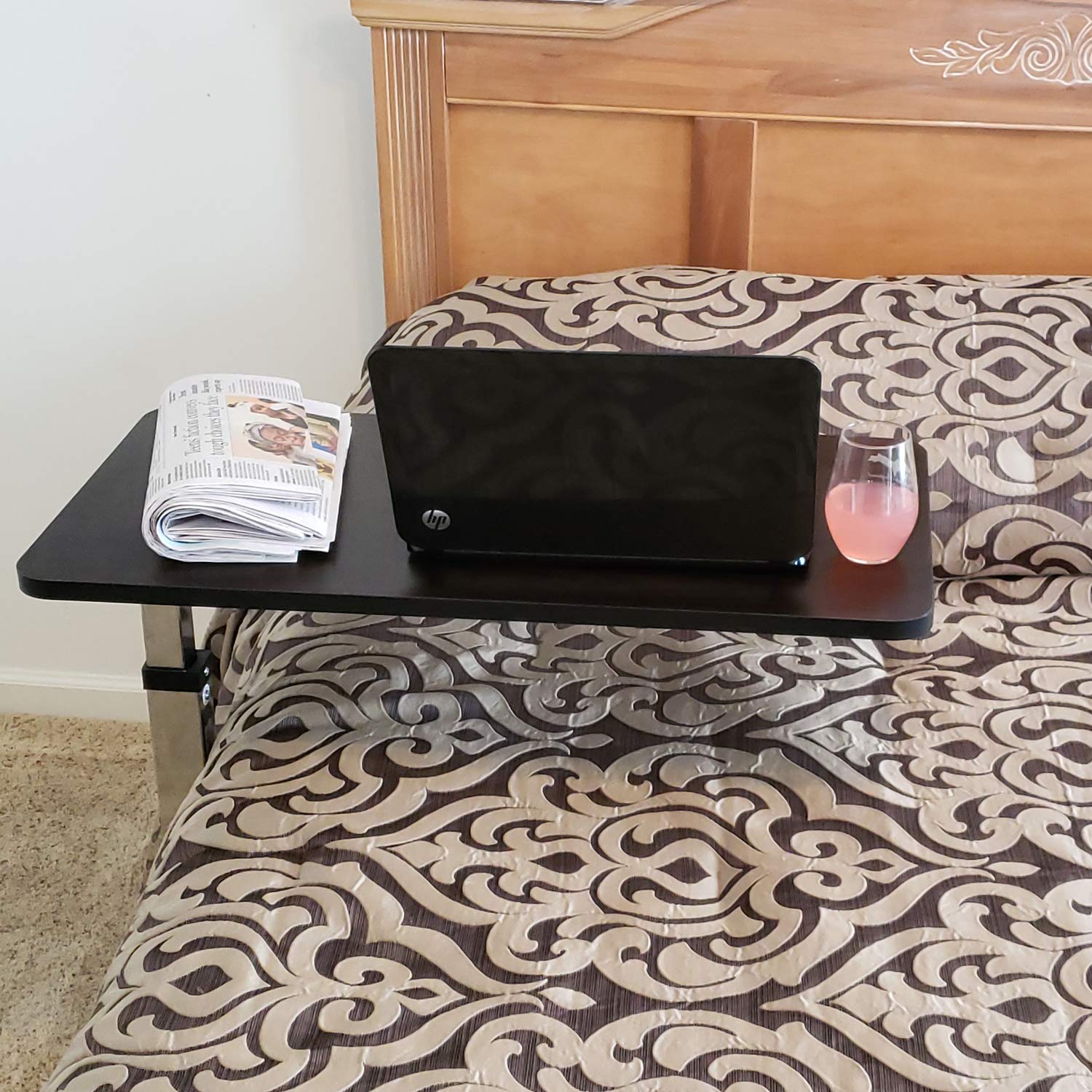 Roscoe Medical Bed Tray Overbed Table with Wheels - Rolling Tray Table for Bed or Chair - Bed Side Table for Laptop, Eating