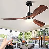 60 Inch Ceiling Fans with Lights 3 Downrods, Outdoor Ceiling Fan for Patios with Remote Control, ETL Listed, 3 Blades Wood Ceiling Fans Reversible Quiet Dc Motor for Indoor Bedroom Farmhouse