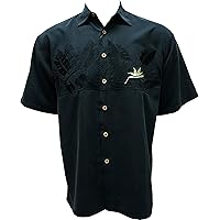 Bamboo Cay Men's Chest Bird of Paradise Tropical Style Embroidered Shirt