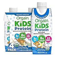 Orgain Organic Kids Nutritional Protein Shake, Vanilla, Healthy Kids Snacks, 8g Dairy Protein, 3g Fiber, 22 Vitamins & Minerals, No Soy ingredients, 8.25 Fl Oz (Packaging May Vary) (4 Pack)