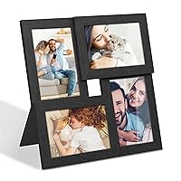 4x6 Collage Picture Frames, Family Photo Collage Frame Set of 4 for Wall Decor, Glass Front, Wall Hanging or Tabletop, Ink Black