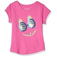 Girls' Short Sleeve T-Shirt with Flip Sequin Design, Cotton Tee with Tagless Interior