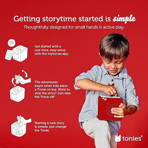 Toniebox Audio Player Starter Set with Playtime Puppy - Listen, Learn, and Play with One Huggable Little Box - Red