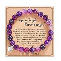 HGDEER Get Well Soon Gifts, Natural Stone Amethyst Healing Bracelet for Women Men Teen Girls
