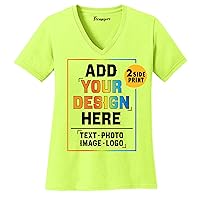 Women Custom V Neck T Shirts Design Your Own Add Picture Photo Text Two Sided