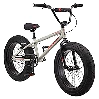 Mongoose Argus MX Kids Fat Tire Mountain Bike, 16 or 20-Inch Wheels, Fat Knobby Tires, High-Ten Steel Frame, Single Speed