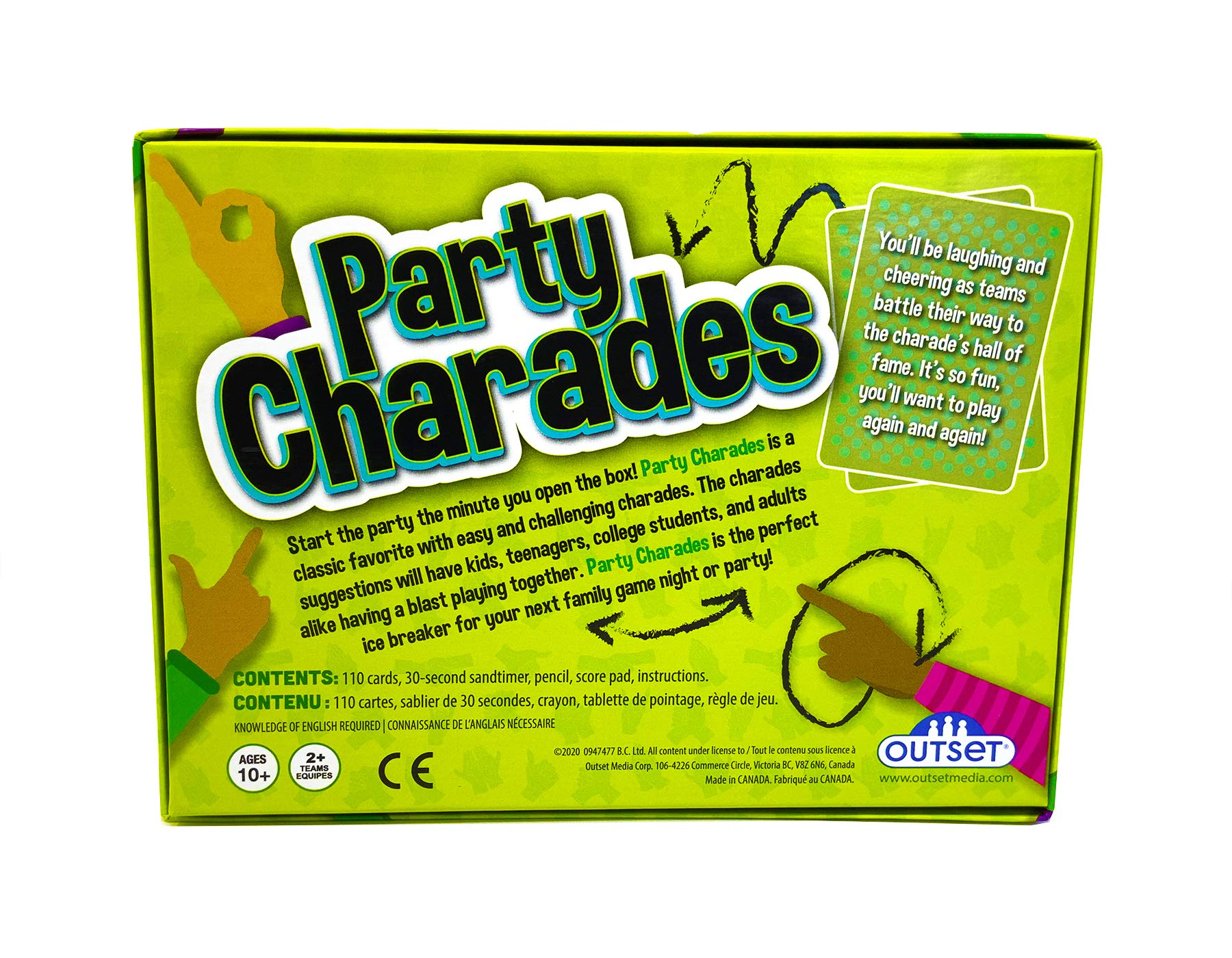Party Charades Game – Contains 550 charades – Great Family Game for 2 or More Players Ages 10 and up by Outset Media
