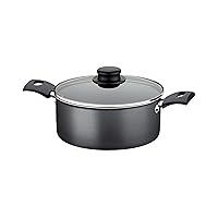 Tramontina 20261/620 Two-Handled Pot, Casserole Trim, 7.9 inches (20 cm), Aluminum, Non-Stick, Fluorine Coating, Glass Lid, Lightweight, Non-Stick, Dishwasher Safe, For Gas Stoves Only, Gray