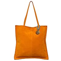 Italian Made Orange Suede Tote Bag