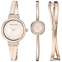 Anne Klein Women's Premium Crystal Accented Watch and Bangle Set