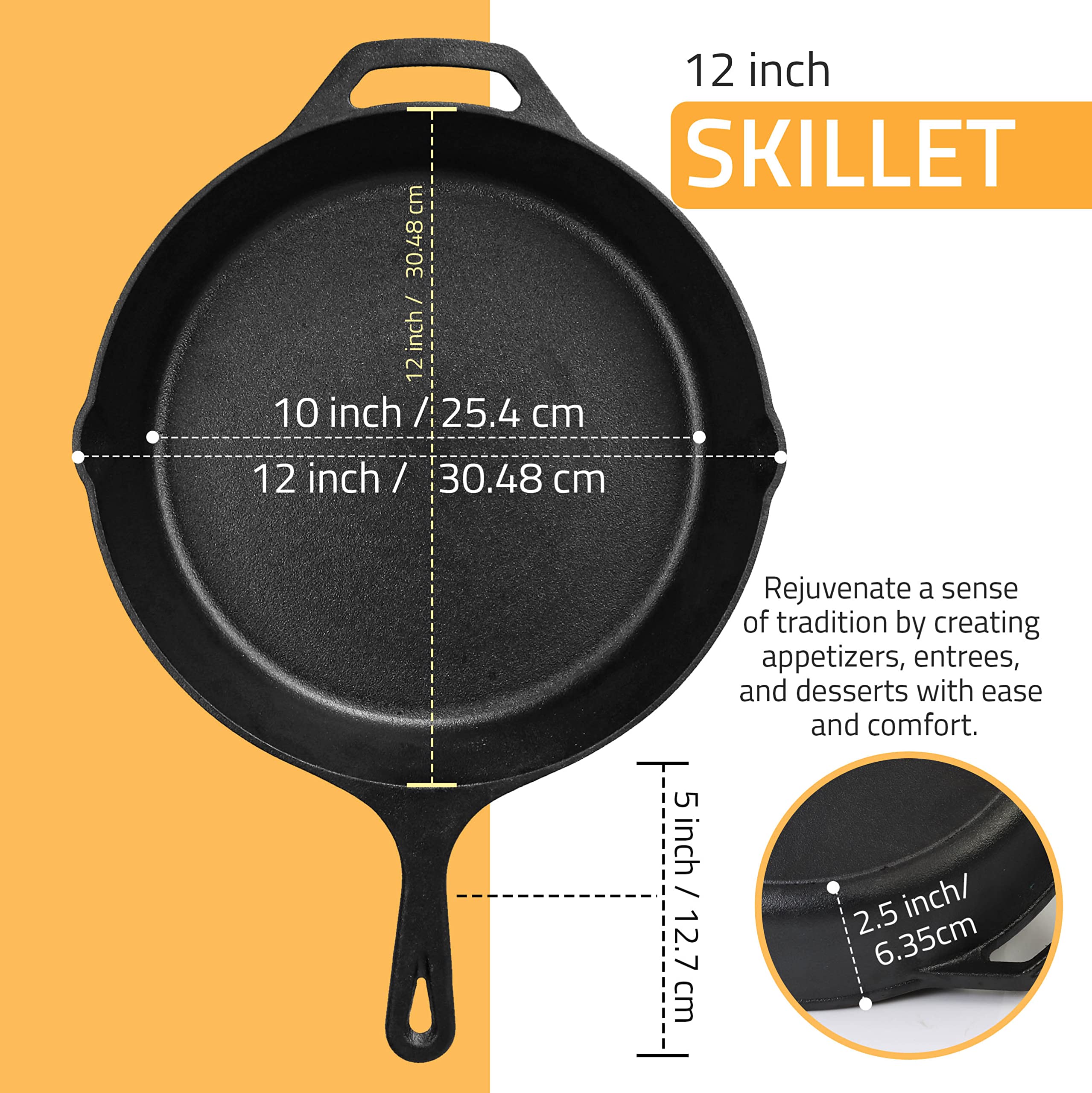 Utopia Kitchen Saute Fry Pan - Pre-Seasoned Cast Iron Skillet With Lid -  Nonstick Frying Pan 10 inch - Cast Iron Pan - Safe Grill Cookware for indoor  & Outdoor Use - Yahoo Shopping