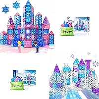 Diamond Magnetic Building Blocks Frozen Magnetic Tiles 102pcs with Stars Dolls Princess Castle Building STEM Toys for 3+ Year Old Girls & Boys 3 4 5 6 7 8 9 10 Year Old Girl Birthday Gifts