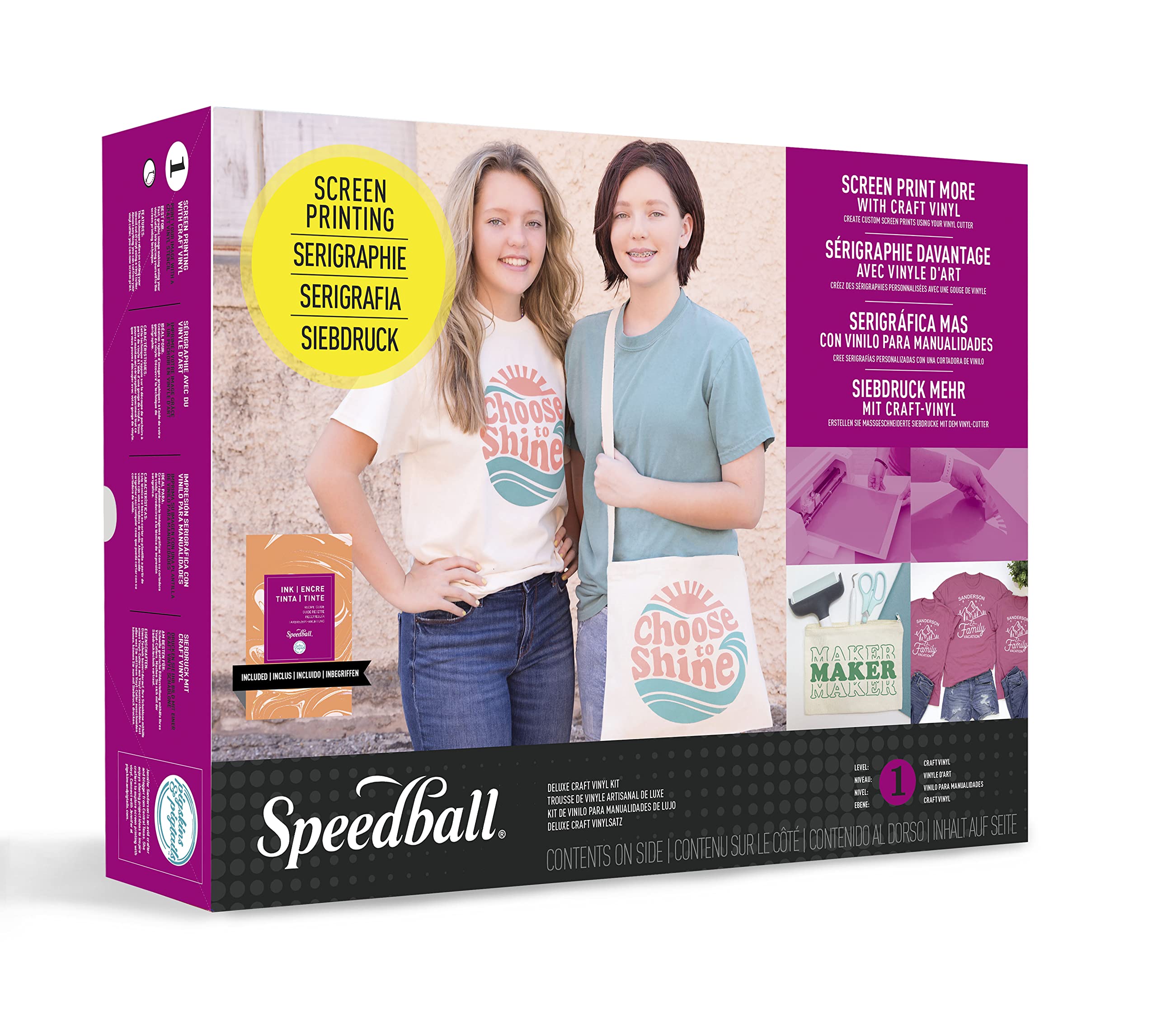 Speedball Deluxe Screen Printing Craft Vinyl Kit - Use with Cutting Machine to Print T-Shirts and Home Decor