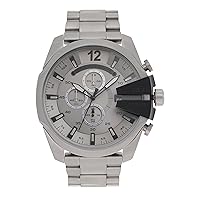 Diesel Men's Mega Chief Chronograph Silver-Tone Stainless Steel Watch DZ4501