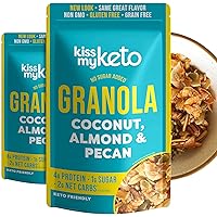 Kiss My Keto Granola Cereal – Coconut Almond Pecan Keto Granola Low Carb Cereal (2g-Net) Low Sugar Granola (1g) – Grain Free Granola Keto Cereal, Gluten Free Granola – Keto Nut Granola for Yogurt 2pk