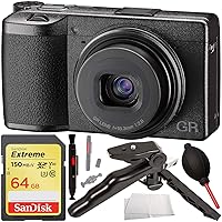 Ricoh GR III Digital Camera with Starter Accessory Bundle – Includes: SanDisk Extreme 64GB SDXC Memory Card + 6.5” Tabletop/Pistol Grip Tripod + Cleaning Pen + Dust Blower + Microfiber Cleaning Cloth