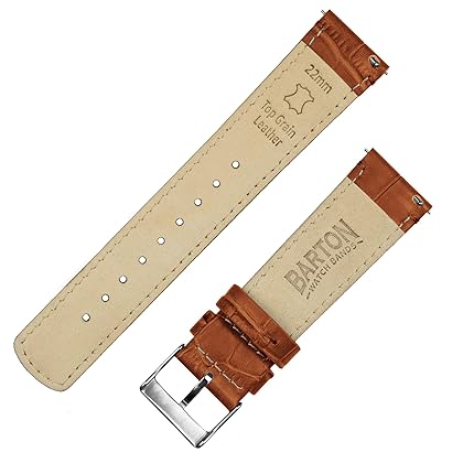 BARTON Alligator Grain - Quick Release Leather Watch Bands - Choose Color, Length & Width - 16mm, 18mm, 19mm, 20mm, 21mm, 22mm, 23mm, or 24mm Standard or Long