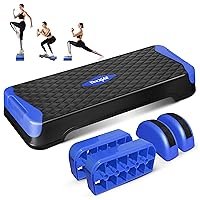 2-in-1 Adjustable Aerobic Step Platform Fitness Exercise Stepper with Rocker Balance Board Legs for Home Workout, Step Exercise & Balance Training