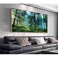 Green Forest Framed Canvas Wall Art Nature Landscape Canvas Pictures for Living Room Bedroom Wall Decor Sunlight Through Pine Trees Scene Painting Art Print Home Decor 30