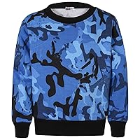 Girls Boys Plain & Camouflage Print Crew Neck Jumper Club Scouts School Uniform Pullover Sweatshirt Cardi Sweater