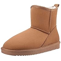 CAMEL CROWN Men's Fur Snow Boots Warm Slip on Winter Boots Classic Short Mini Boots Comfortable House Slippers Boots for Men