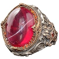 KAMBO Genuine Real Natural Star Ruby Gemstone Ring, Birthstone Ring, 925 Solid Sterling Silver Ring