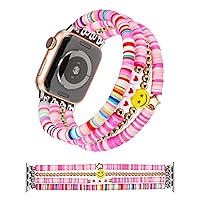 TOYOUTHS Compatible with Apple Watch Band Preppy Beaded Cute Stretch Kid Girl Women Clay Bracelet iWatch Ultra 1/2 (49mm), Series 9/8/7(41mm 45mm), Series SE/6/5/4(40mm 44mm), Series 3/2/1(38mm 42mm)