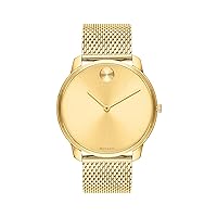 Movado Bold Thin Men's Swiss Quartz Stainless Steel and Mesh Bracelet Casual Watch, Color: Yellow (Model: 3600588)