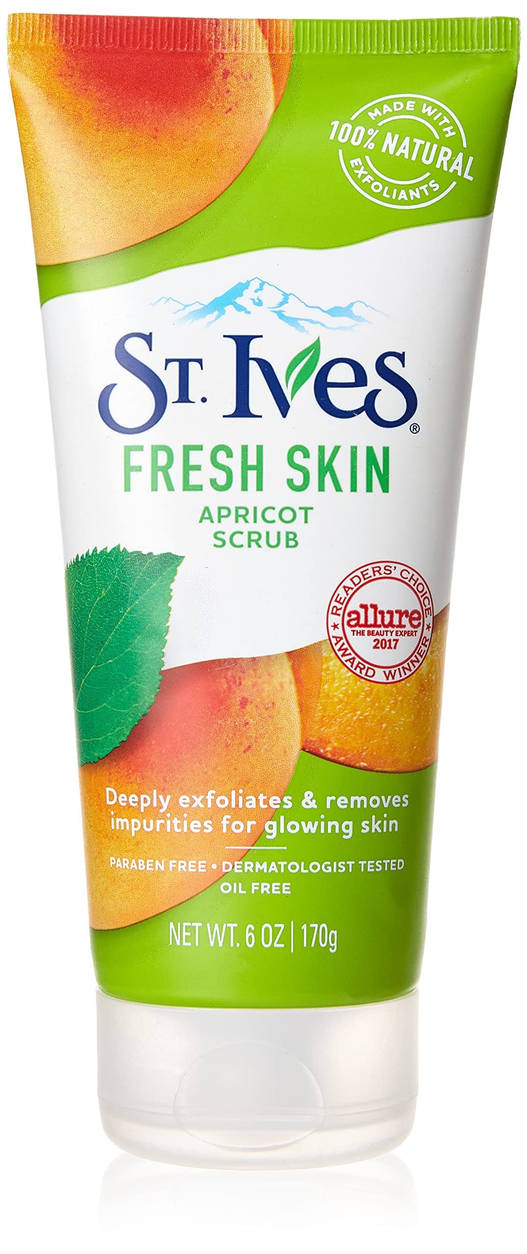 St. Ives Fresh Skin Face Scrub Deeply Exfoliates for Smooth, Glowing Skin Apricot Dermatologist Tested, Made with 100% Natural Exfoliants 6 oz