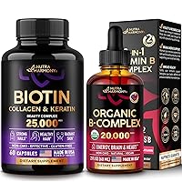 NUTRAHARMONY Organic Vitamin B Complex Drops & Biotin, Collagen Capsules