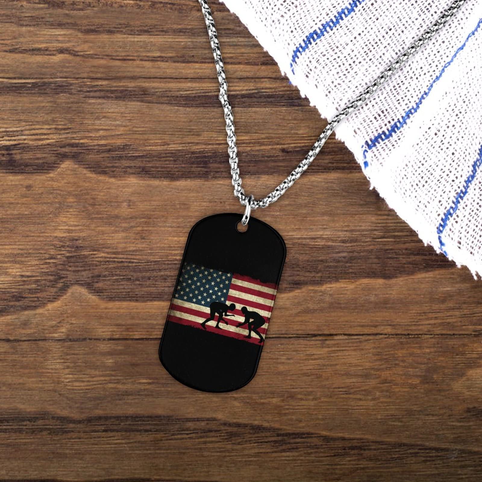 USA Flag Wrestling-1 Necklace Personalized Picture Pendant Necklace Jewelry for Men Women Gift