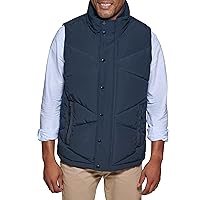 Tommy Hilfiger Men's Diamond Quilted Stand Collar Vest, Navy, Medium