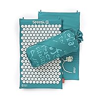 Spoonk Acupressure Eco Mat, Pagoda Blue - Includes Sling Bag - Back & Neck Massager - Makes A Great Travel Pillow - Stress & Muscle Relief - Sleep Aid - Relaxation Kit - Made with Cotton